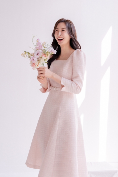 [밤비걸♥] Tweed Square-neck Flare Dress / Pink(3color)