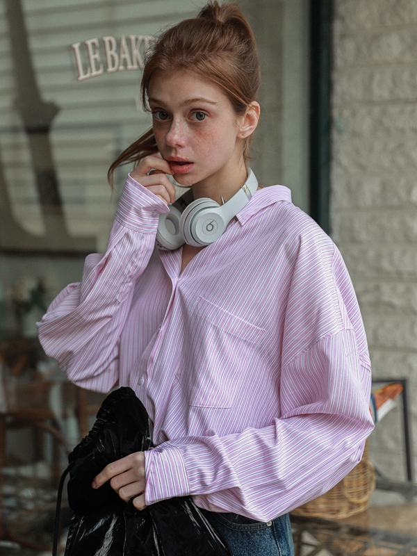 Mary Oversized Stripe Shirt Pink