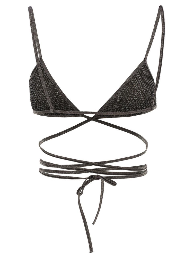 팜 엔젤스 SS24 Criss Cross lurex bikini top PWFH011S24FAB0011076