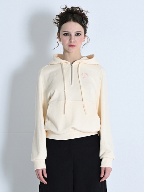 HALF ZIP-UP HOOD RAGLAN TOP LIGHT YELLOW MBDSTO005LY