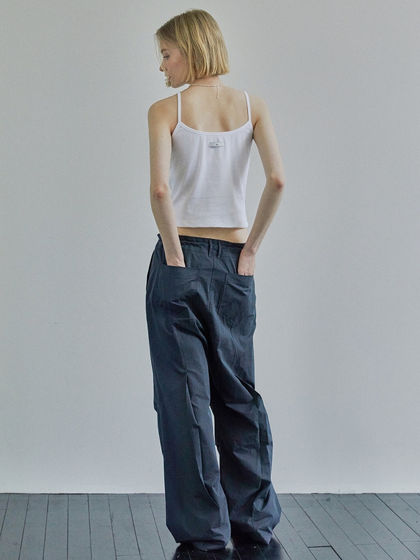 BACK PLEATS STRING PANTS / CHARCOAL