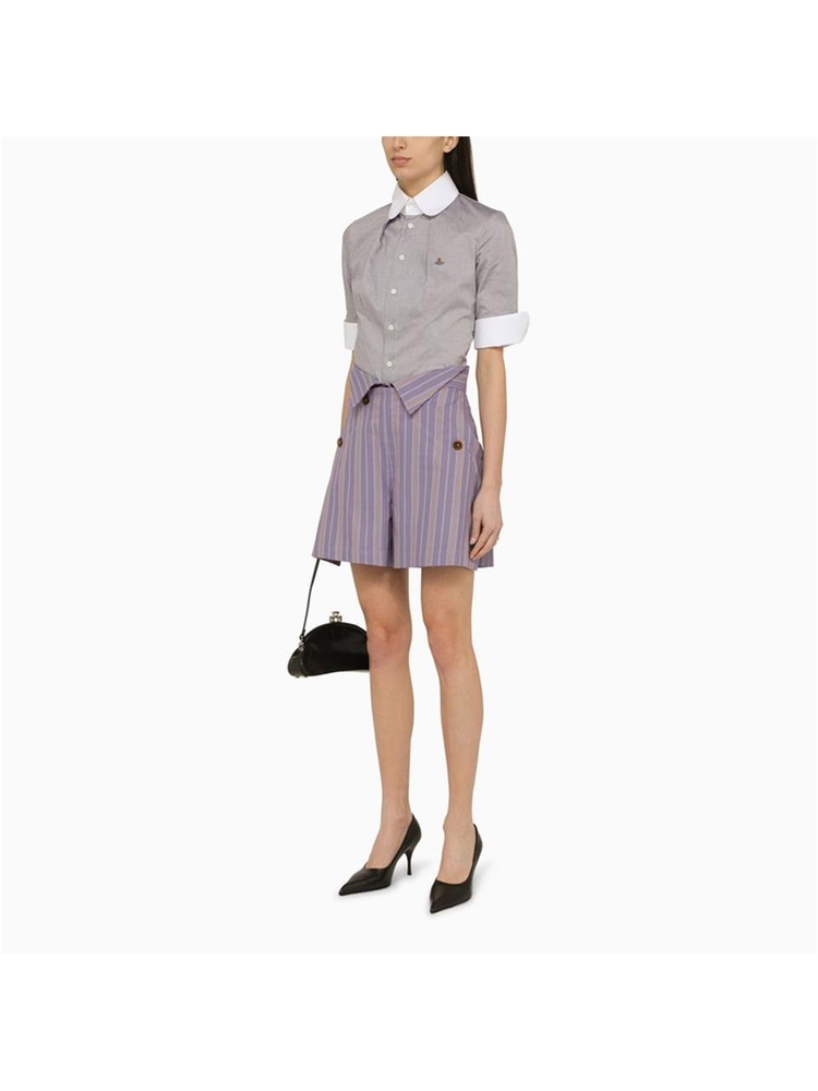 비비안웨스트우드 SS24 Vivienne Westwood Short W CJ lilac striped cotton 1F01000NW003P