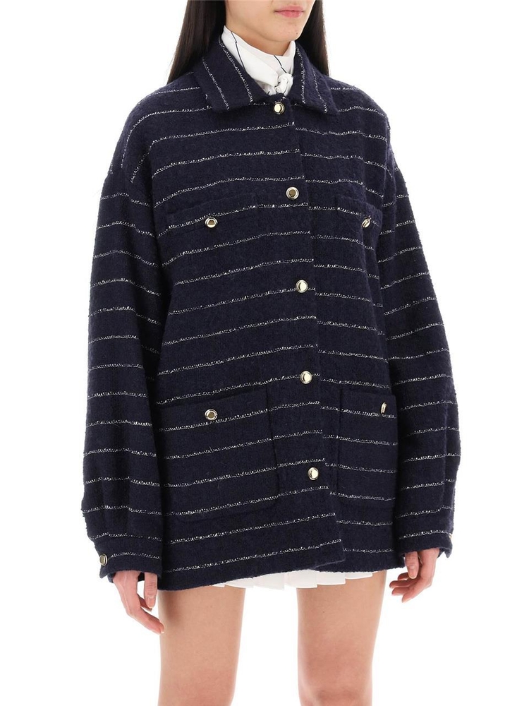 미우미우 SS24 Miu miu blouson jacket in striped boucle wool ML888 14HO