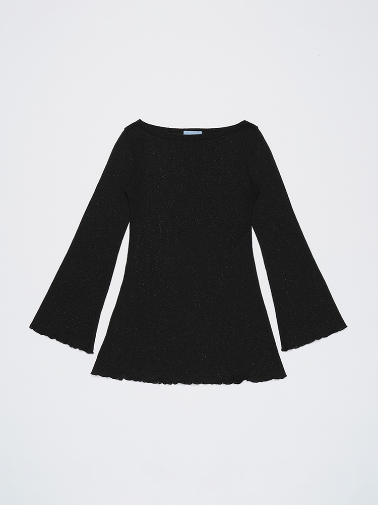 Bell Sleeves Mini Dress Black