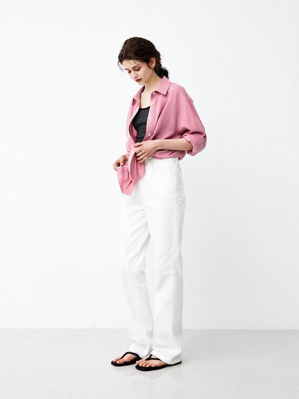 GIZA SUMMER COTTON OVERFIT SHIRT - PINK