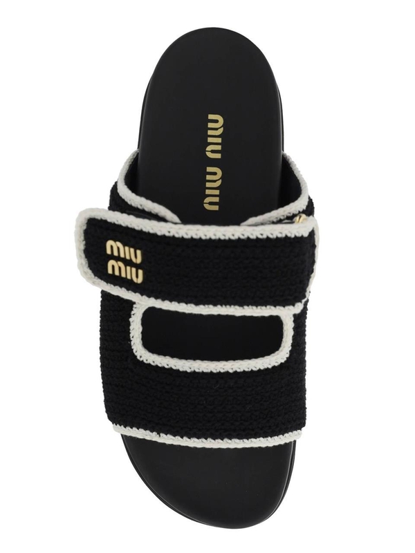 미우미우 SS24 Miu miu crochet knit slides in mesh 5XX641 2CQ2