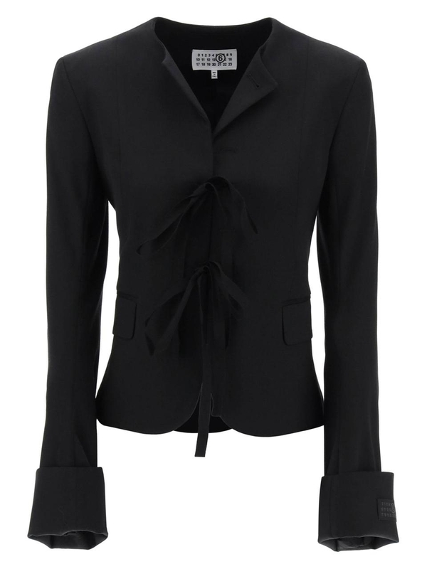 MM6 메종 마르지엘라 SS24 Mm6 maison margiela single-breasted blazer with round neck S62BN0096 S47848