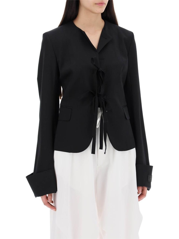 MM6 메종 마르지엘라 SS24 Mm6 maison margiela single-breasted blazer with round neck S62BN0096 S47848