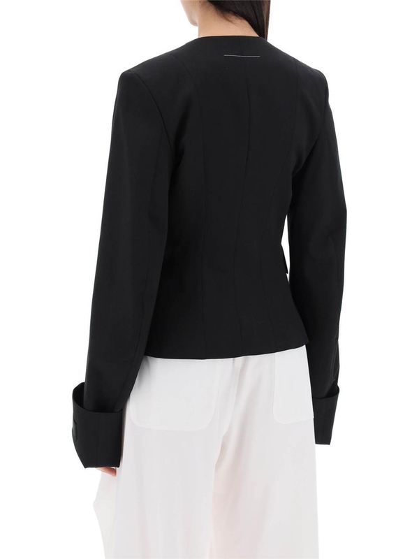 MM6 메종 마르지엘라 SS24 Mm6 maison margiela single-breasted blazer with round neck S62BN0096 S47848