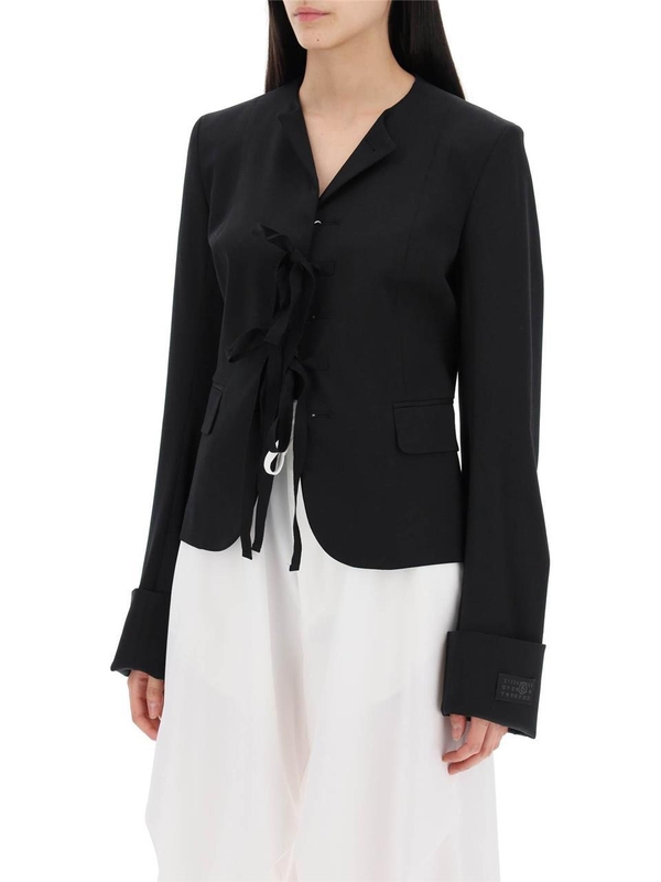 MM6 메종 마르지엘라 SS24 Mm6 maison margiela single-breasted blazer with round neck S62BN0096 S47848