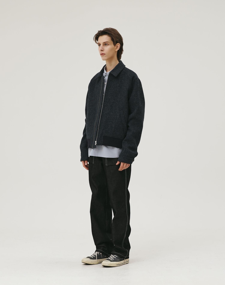 WOOL BLOUSON BLUE