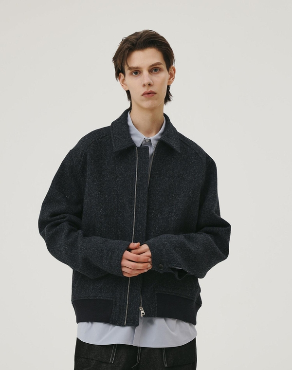 WOOL BLOUSON BLUE