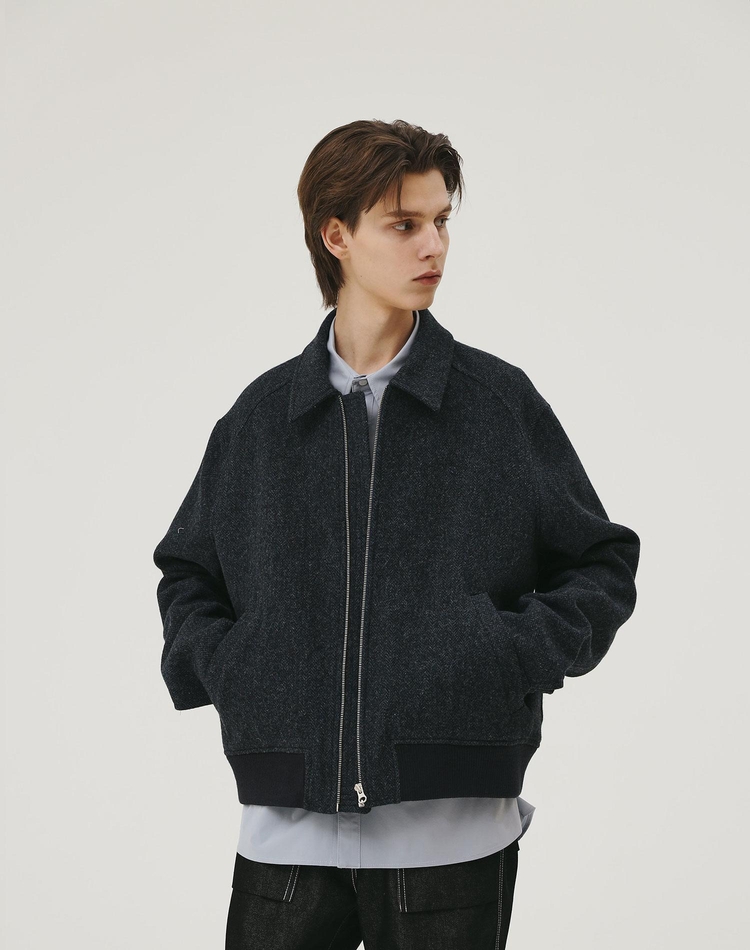 WOOL BLOUSON BLUE