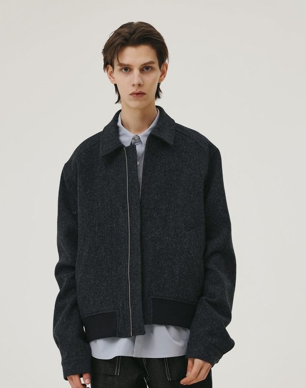 WOOL BLOUSON BLUE