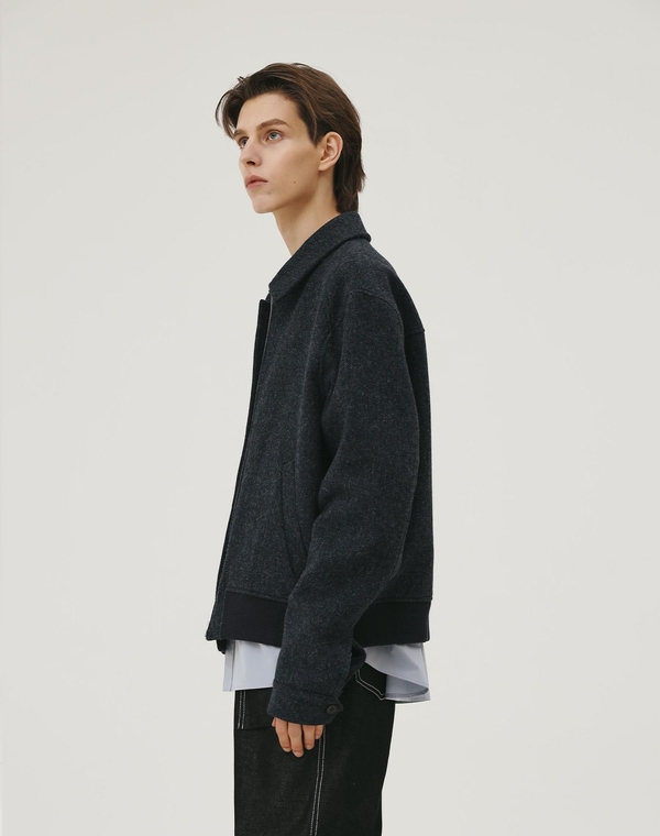 WOOL BLOUSON BLUE