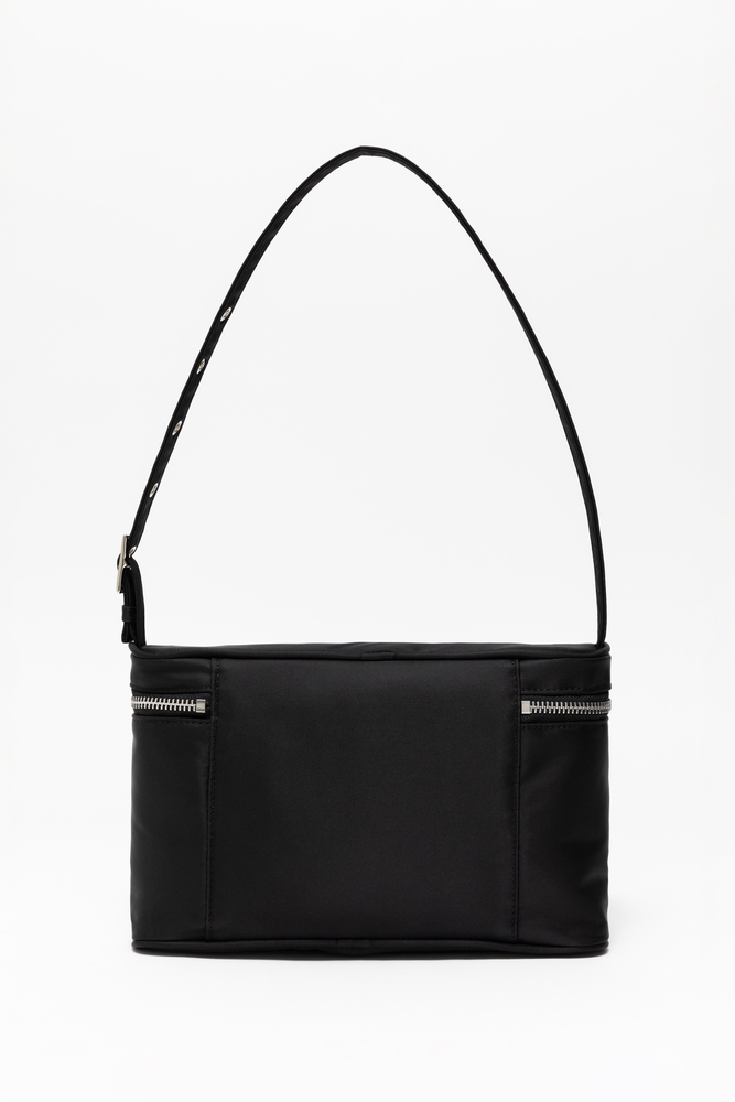 nylon shoulder and tote bag (black)