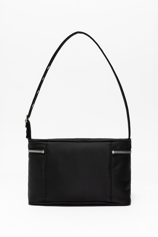 nylon shoulder and tote bag (black)