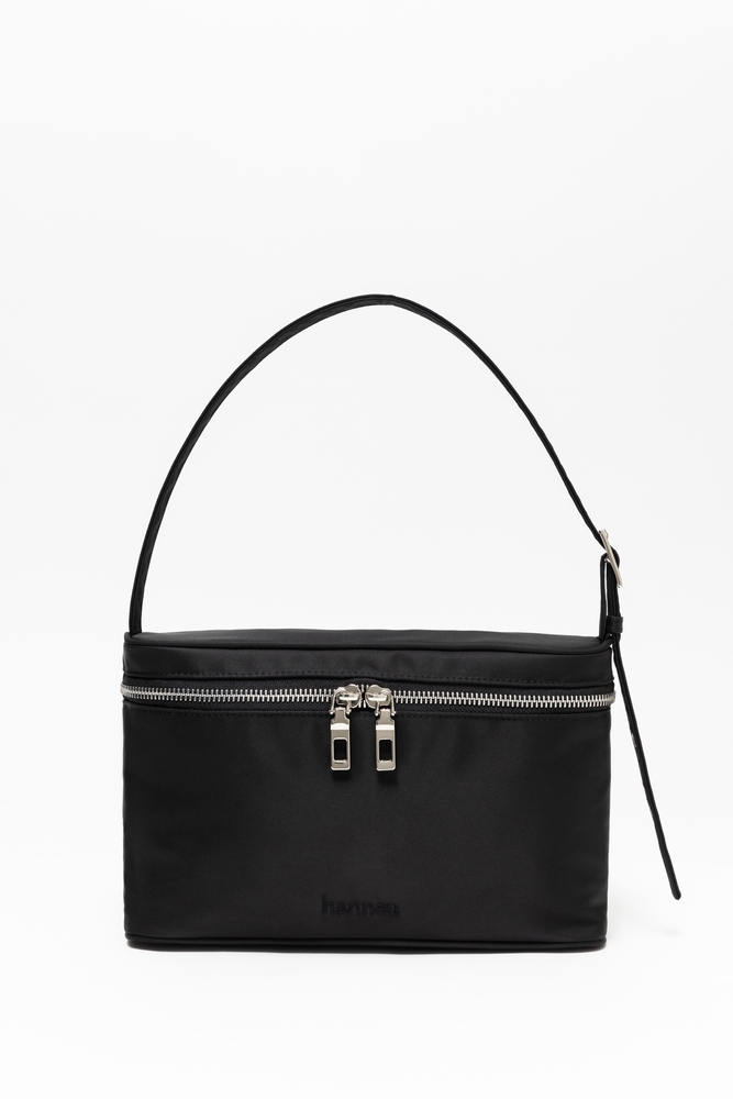 nylon shoulder and tote bag (black)