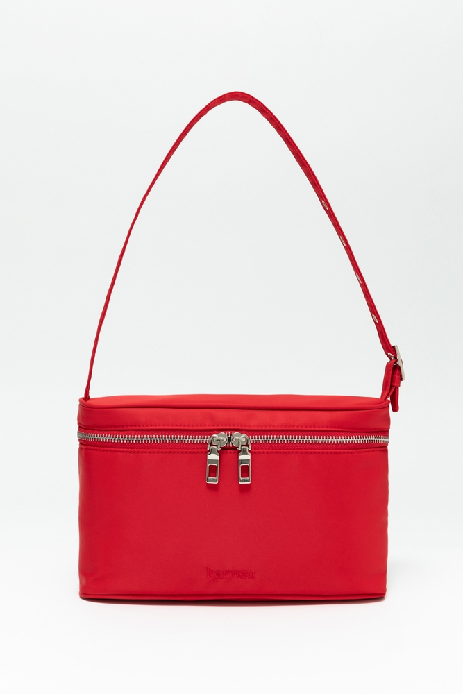 nylon shoulder and tote bag (apple red)