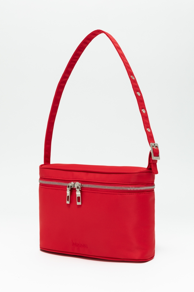 nylon shoulder and tote bag (apple red)