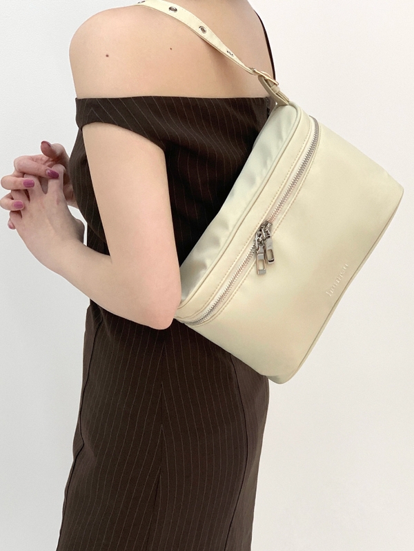 nylon shoulder and tote bag (cream beige)