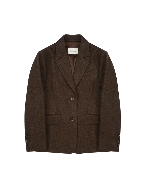 HERRINGBONE CLASSIC WOOL JACKET BROWN