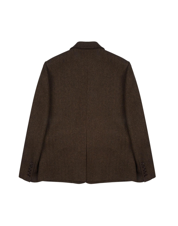 HERRINGBONE CLASSIC WOOL JACKET BROWN