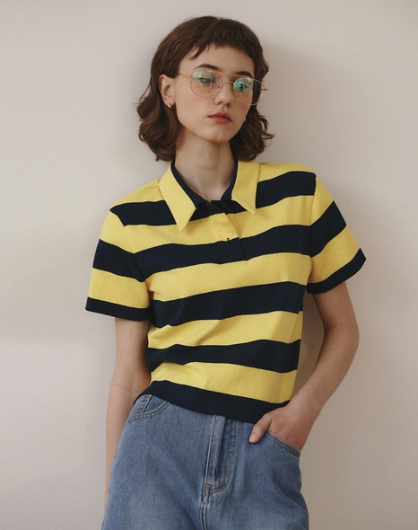 WIDE STRIPE COLLAR TEE YELLOW 긴팔/반팔