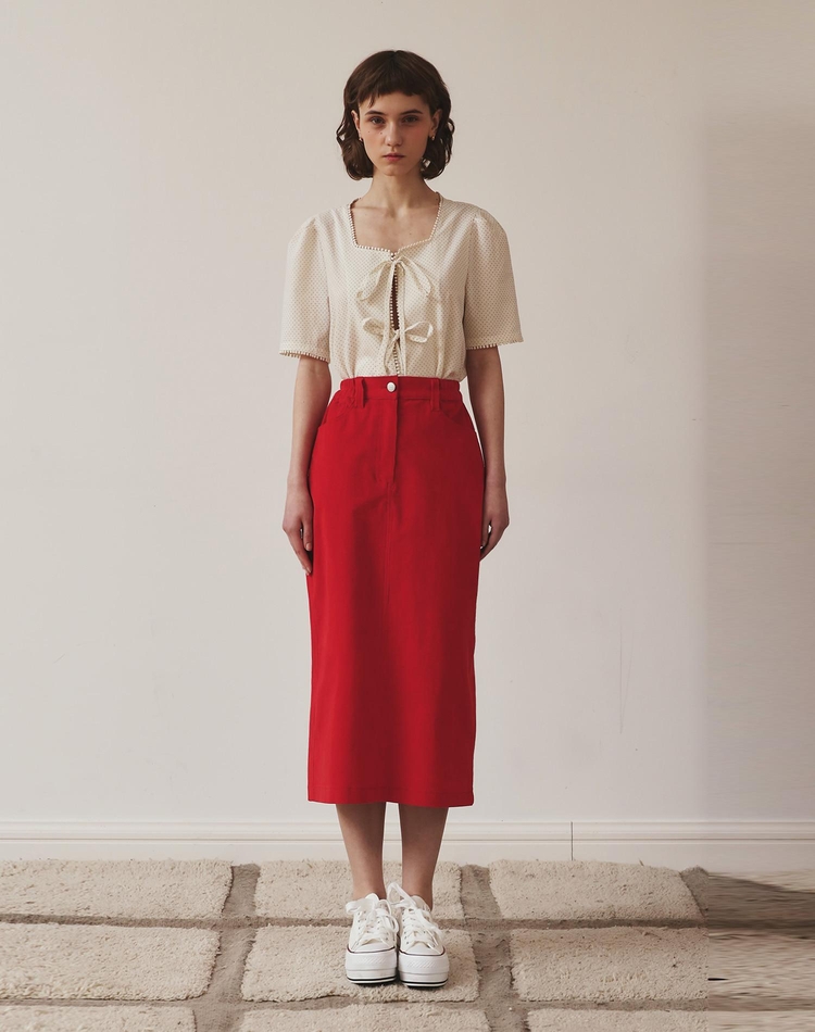 CORDUROY SKIRT RED