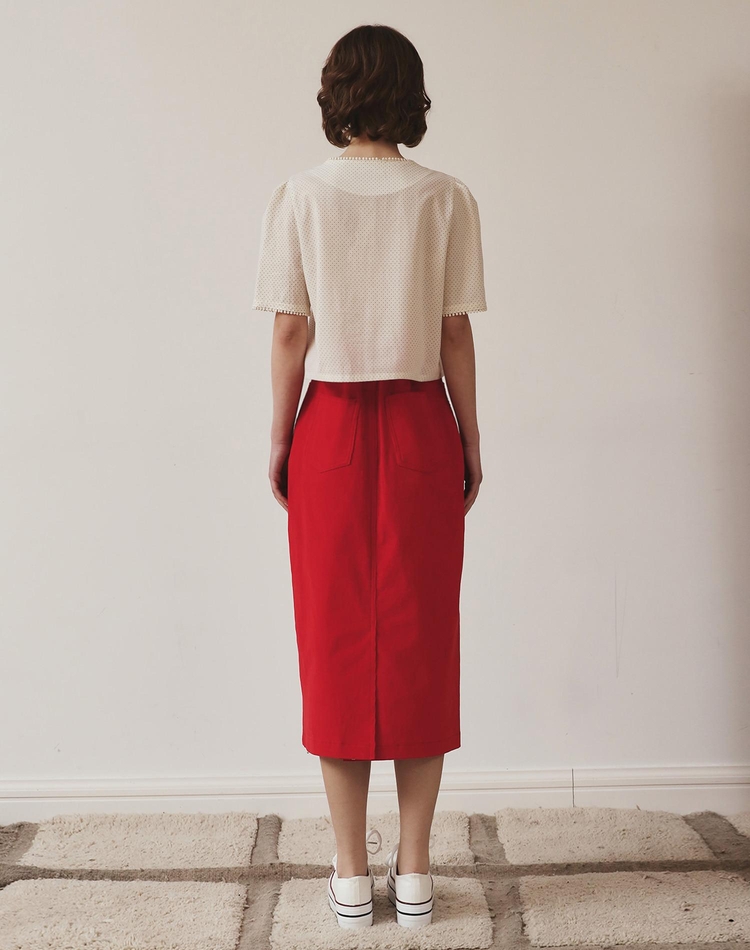 CORDUROY SKIRT RED