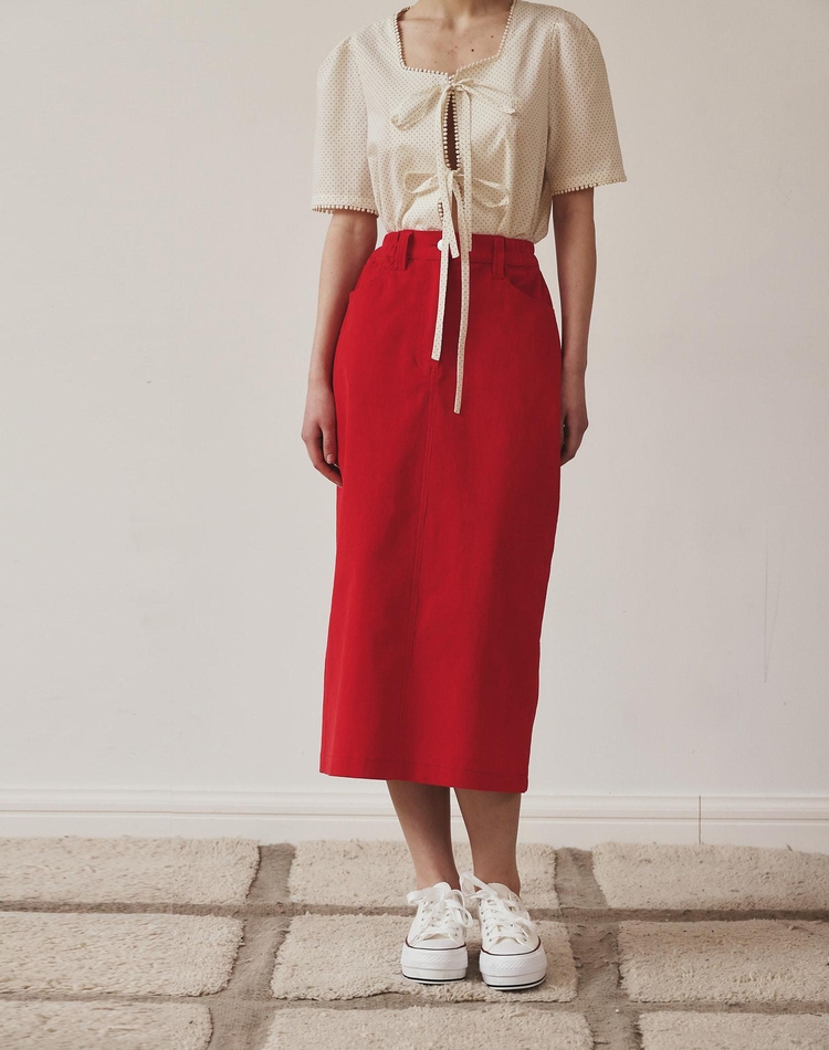 CORDUROY SKIRT RED