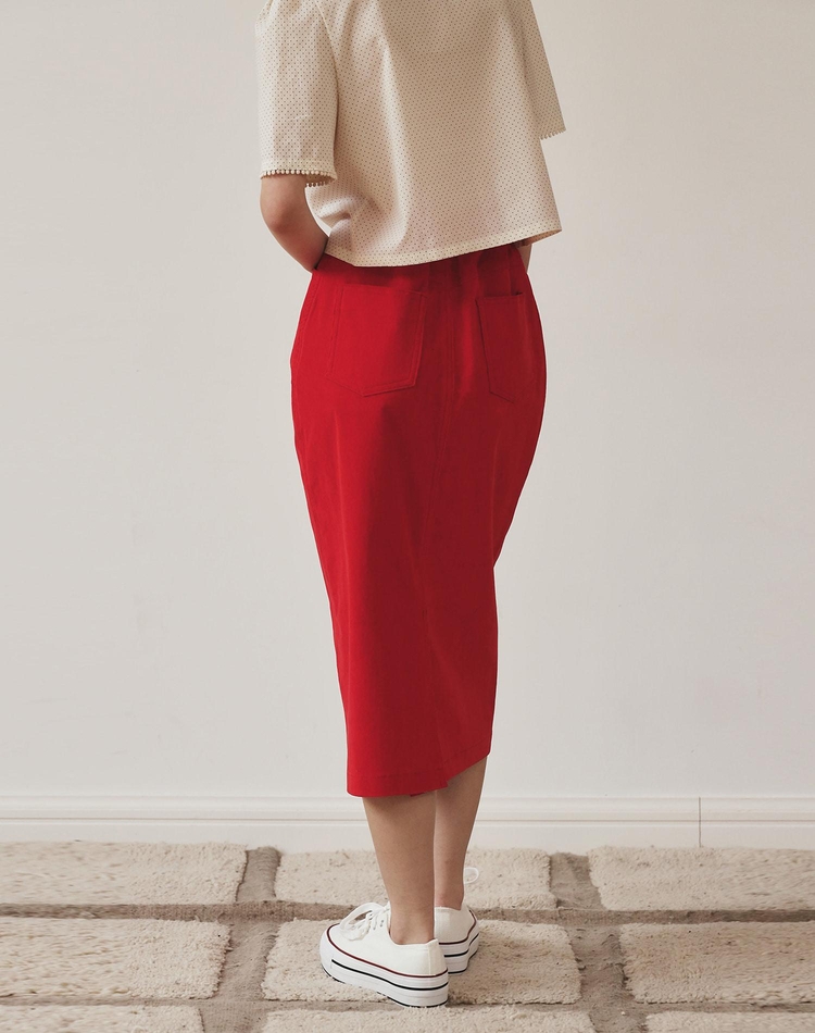 CORDUROY SKIRT RED