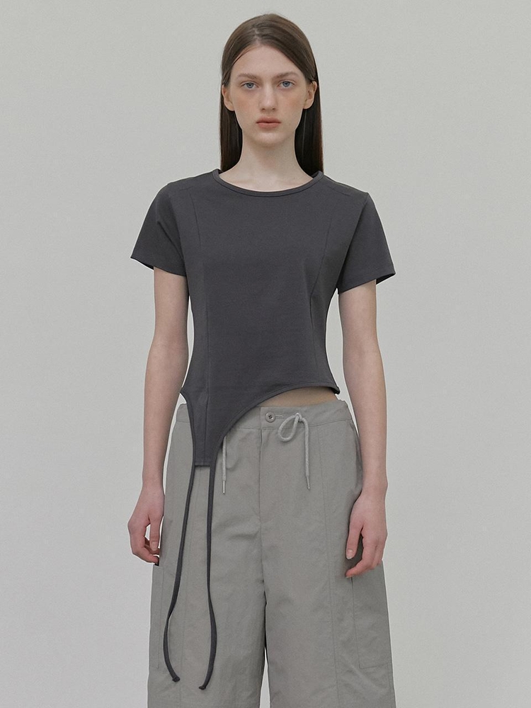 Drop Strap T-Shirt, Charcoal