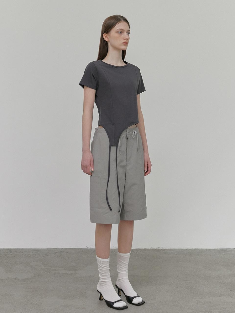 Drop Strap T-Shirt, Charcoal