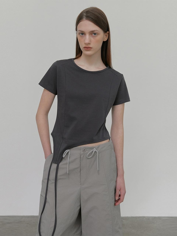 Drop Strap T-Shirt, Charcoal