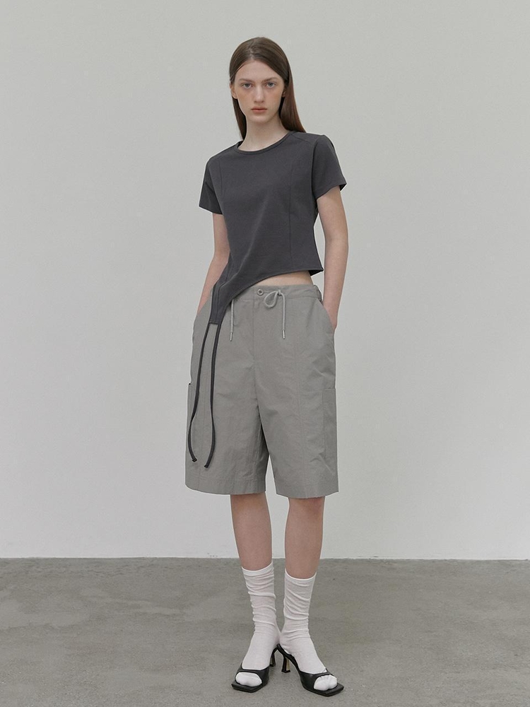 Drop Strap T-Shirt, Charcoal