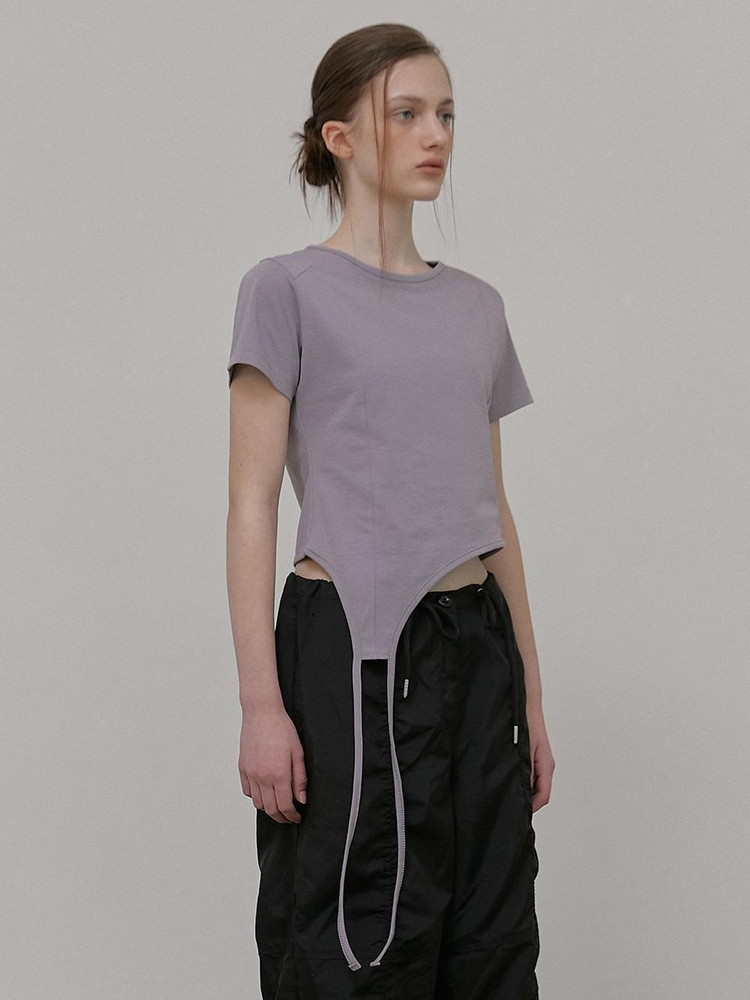 Drop Strap T-Shirt, Ash Purple