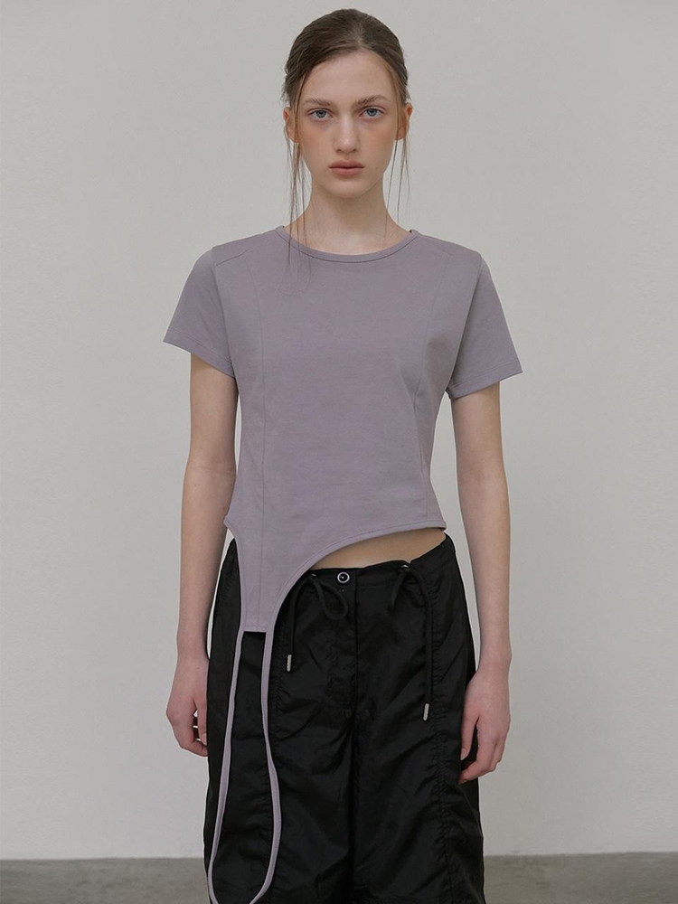 Drop Strap T-Shirt, Ash Purple