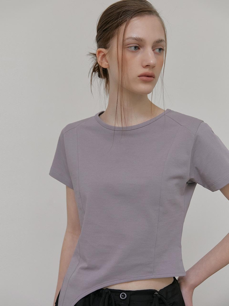 Drop Strap T-Shirt, Ash Purple