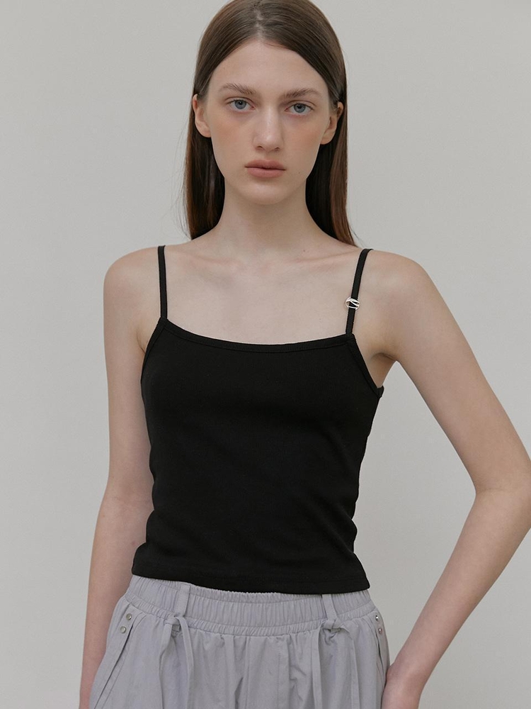 Logo Strap Sleeveless Top, Black