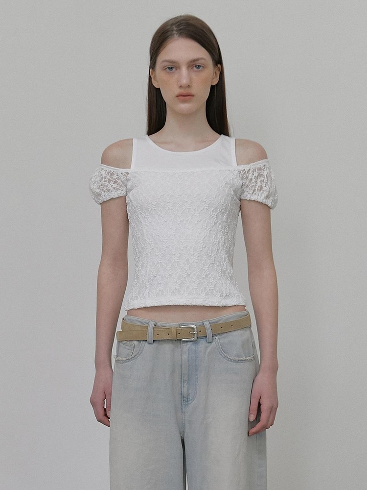 Lace Layered T-Shirt, White