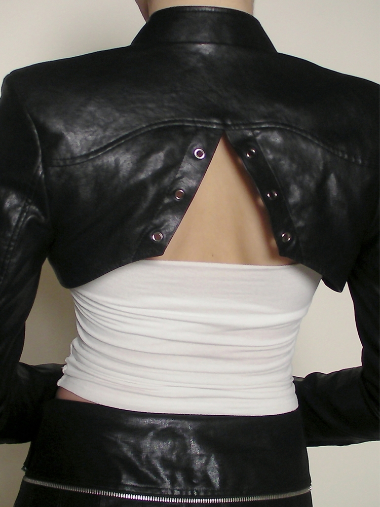 Strap Fake Leather Bolero [Black]