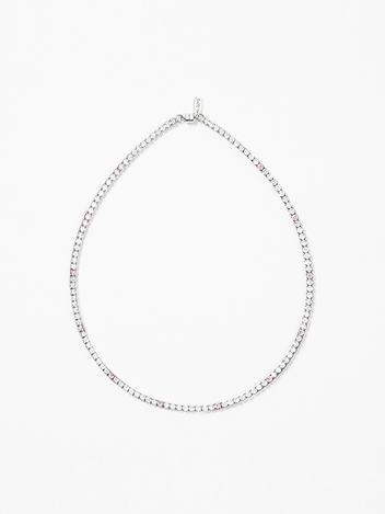 GEMMY TENNIS NECKLACE(pink)(silver925)