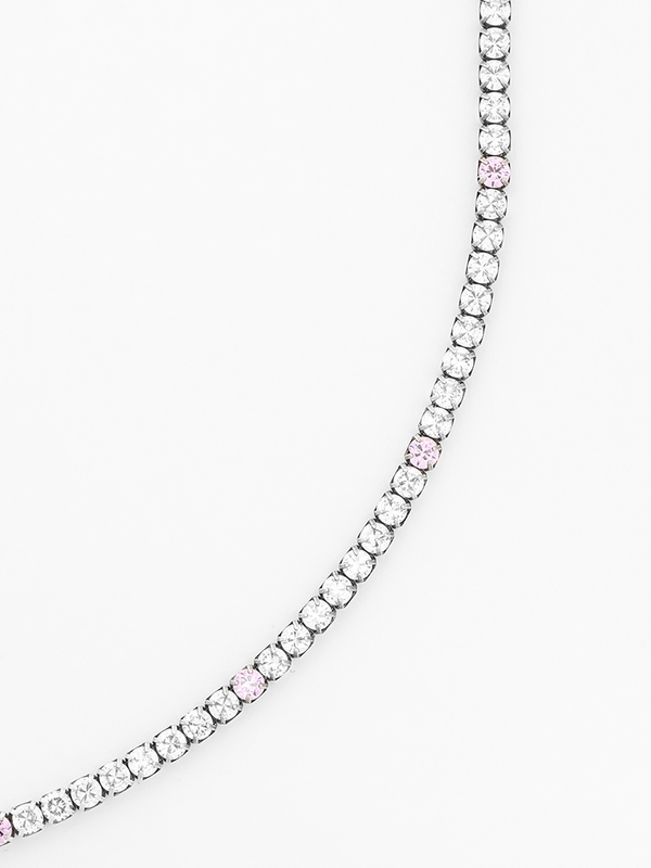 GEMMY TENNIS NECKLACE(pink)(silver925)