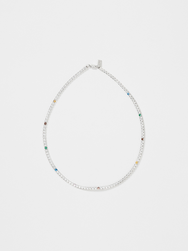 GEMMY TENNIS NECKLACE(multi)(silver925)