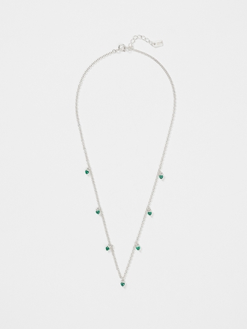 TOMBER HEART NECKLACE(green)(silver925)