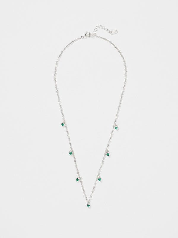 TOMBER HEART NECKLACE(green)(silver925)