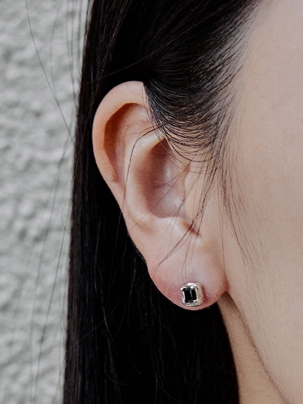 ICE EARRING(black)(silver925)