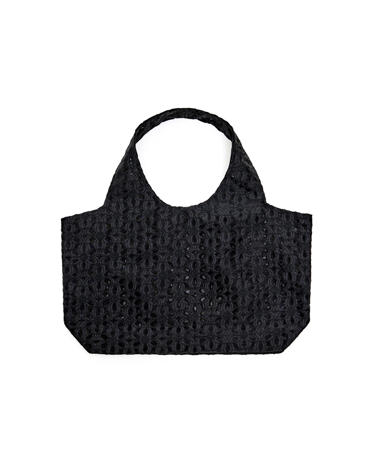 Flower jacquard shopper - BLACK