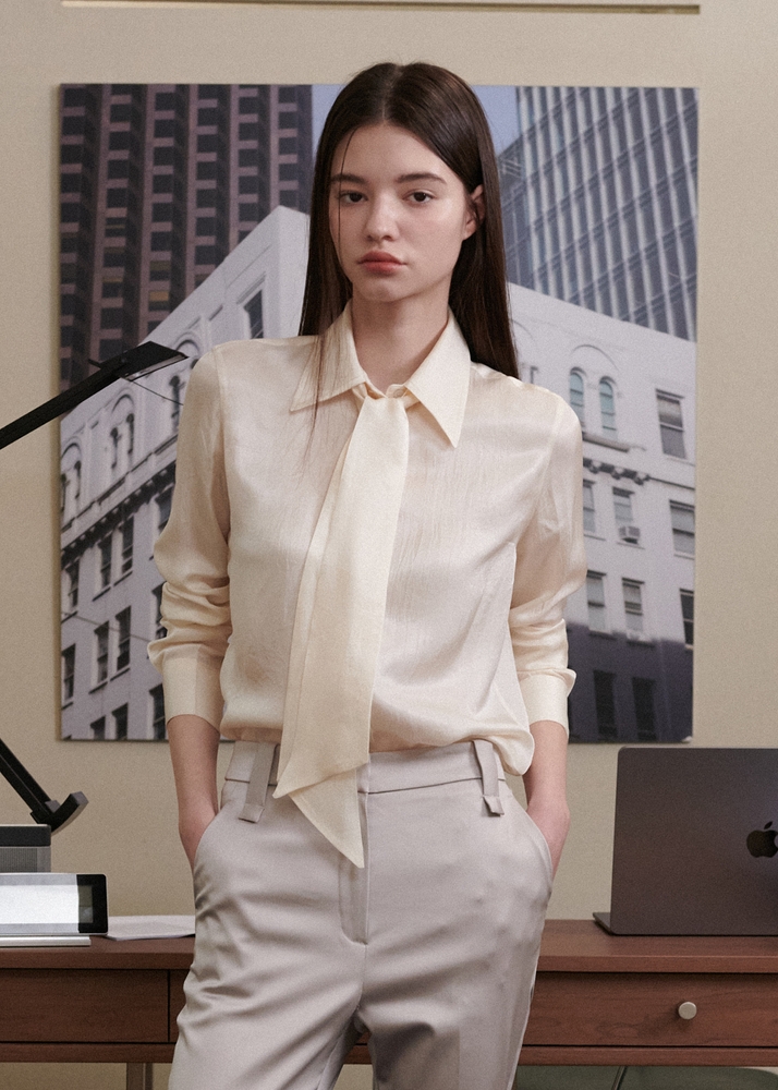 Blair Straight-fit Tie Shirts [Ivory]